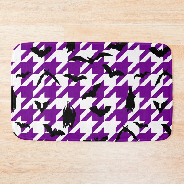 Item preview, purple houndstooth halloween black bats designed and sold by Gossip Rag.