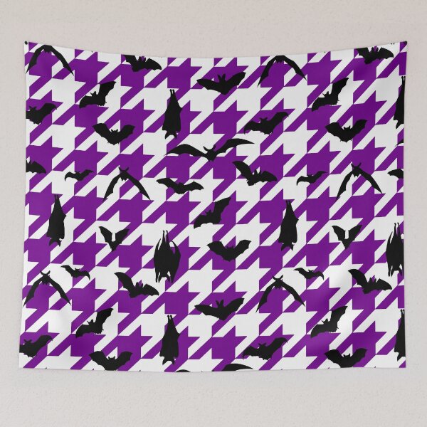 Item preview, purple houndstooth halloween black bats designed and sold by Gossip Rag.