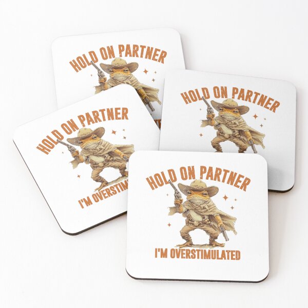 Item preview, Hold On Partner I'm Overstimulated Funny Cowboy Frog Meme designed and sold by LoveMingle.