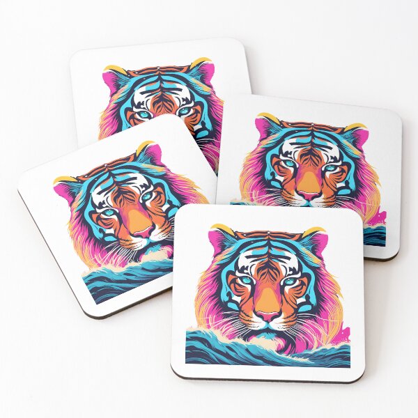 Item preview, Neon Tiger in the waves.  designed and sold by NicMacTees.