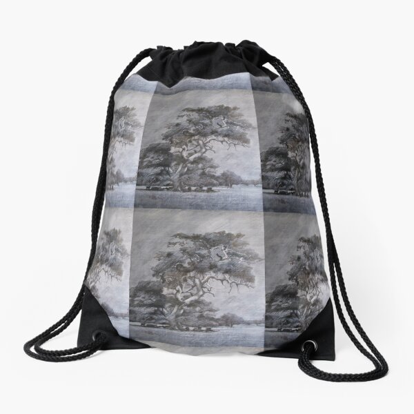 My Tree - Drawing by Avril Thomas - Adelaide / South Australia Artist Near Inman Valley South Australia Drawstring Bag