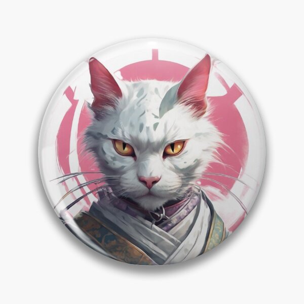 Item preview, White Samurai Cat Protector designed and sold by WILD-WILD-CAT.