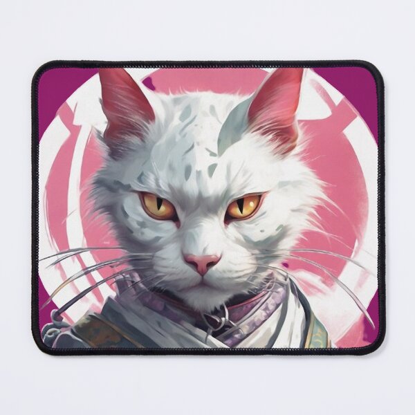 Item preview, White Samurai Cat Protector designed and sold by WILD-WILD-CAT.