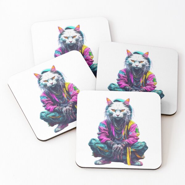 Item preview, Cyberpunk Street Cat with Neon Colors designed and sold by WILD-WILD-CAT.
