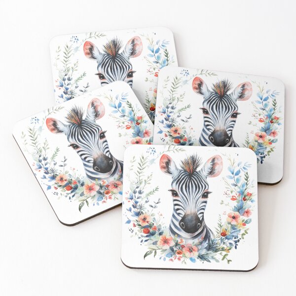 Item preview, super cute closeup zebra portrait with a floristic designed and sold by Natthiya Minimal.