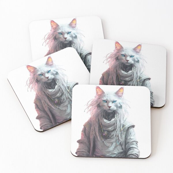 Item preview, Mystical White Cyber Cat designed and sold by WILD-WILD-CAT.