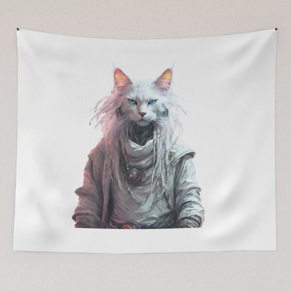 Item preview, Mystical White Cyber Cat designed and sold by WILD-WILD-CAT.
