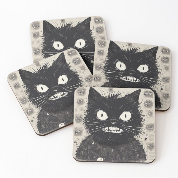 Item preview, Wild-Eyed Black Cat in Tech Chaos designed and sold by WILD-WILD-CAT.