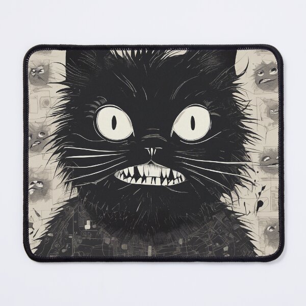 Item preview, Wild-Eyed Black Cat in Tech Chaos designed and sold by WILD-WILD-CAT.