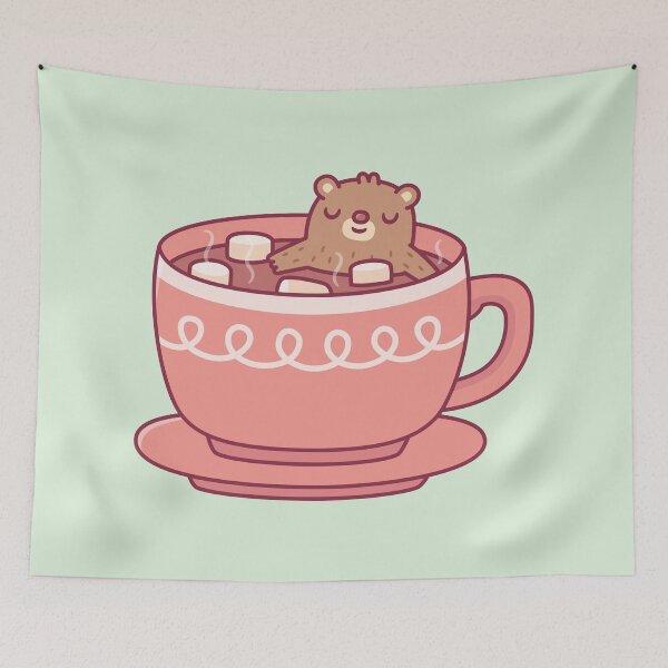 Item preview, Cute Bear Enjoying A Soak In Hot Cocoa With Marshmallows  designed and sold by rustydoodle.