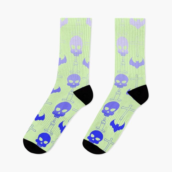 Item preview, A pattern of skulls, candles, and crosses is displayed in blue and white designed and sold by PWDigitalArt.