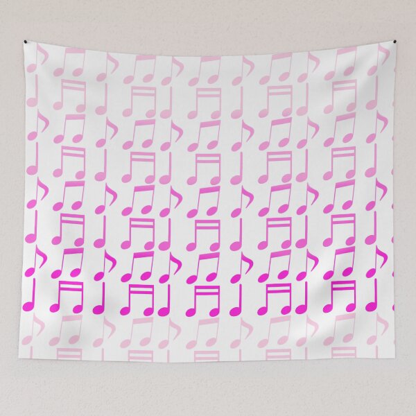 Item preview, A pink and white background with many musical notes scattered across it designed and sold by PWDigitalArt.