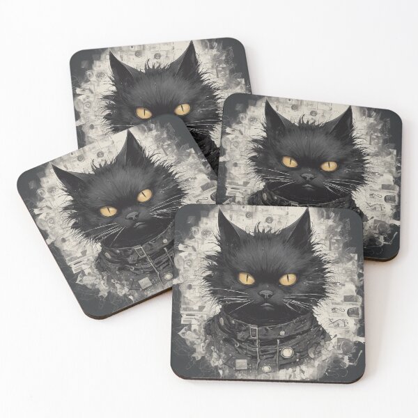 Item preview, Stoic Black Cat in Futuristic Attire designed and sold by WILD-WILD-CAT.