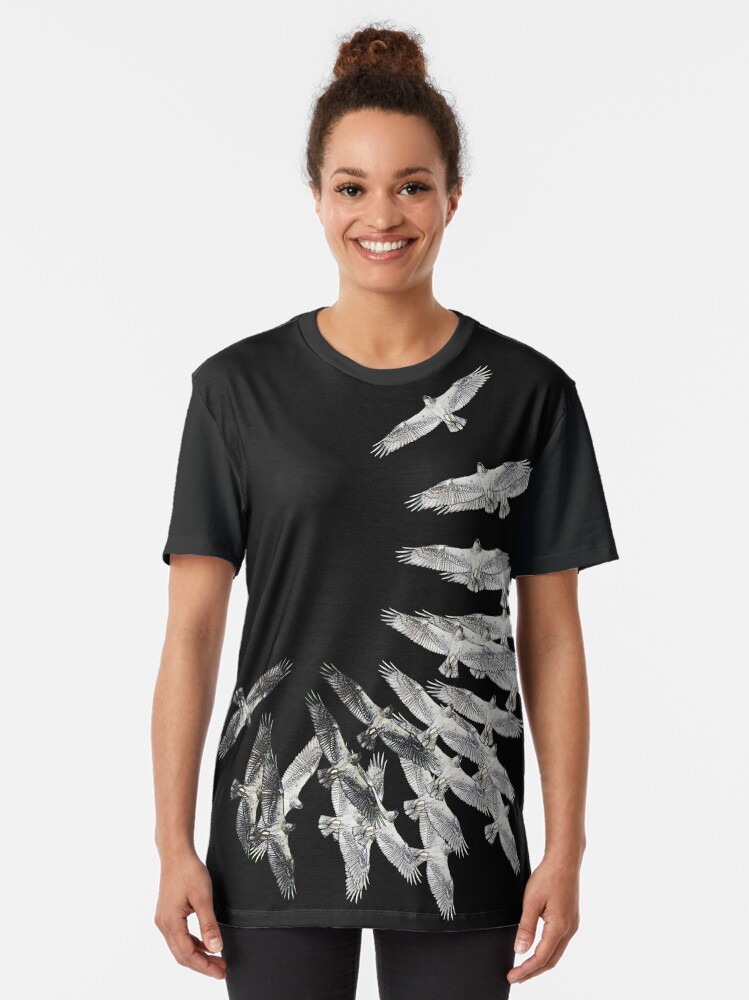 Thumbnail 2 of 5, Graphic T-Shirt, On the wings of an eagle - Drawing by Avril Thomas - Adelaide / South Australia Artist designed and sold by AvrilThomasart.