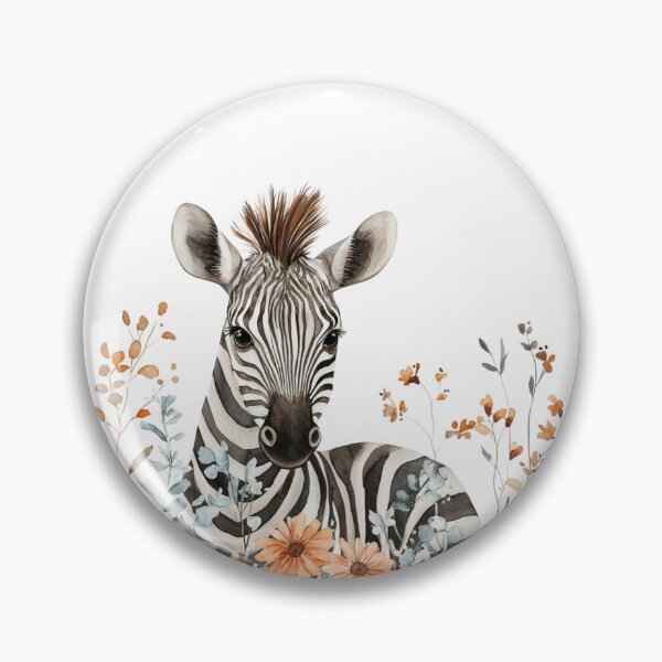 Item preview, super cute closeup zebra portrait with a floristic border designed and sold by Natthiya Minimal.
