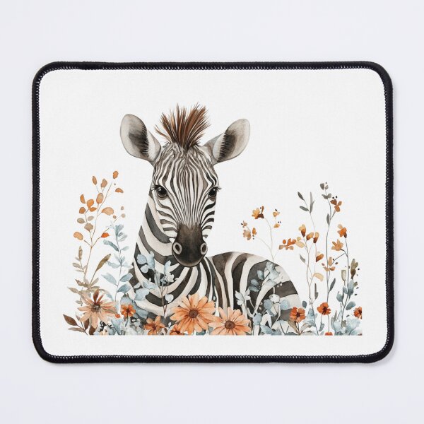 Item preview, super cute closeup zebra portrait with a floristic border designed and sold by Natthiya Minimal.