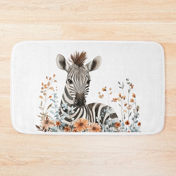 Item preview, super cute closeup zebra portrait with a floristic border designed and sold by Natthiya Minimal.