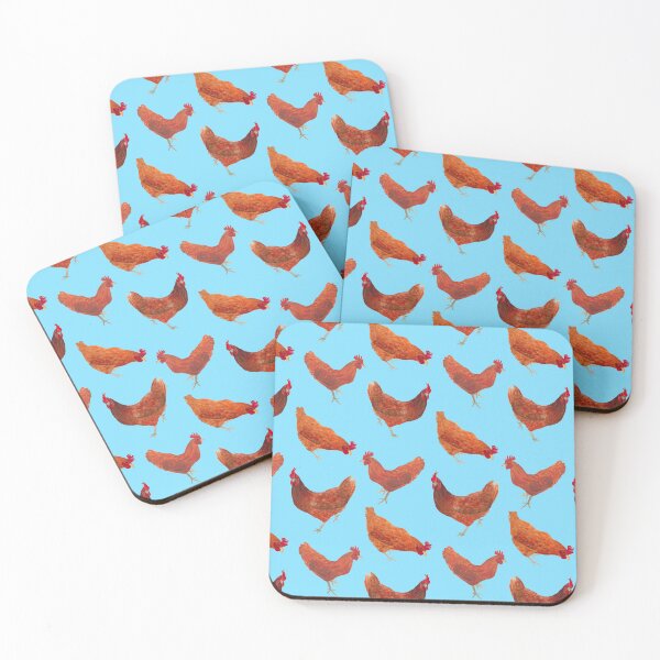 Item preview, Chooks, lots of them, in watercolour on azure blue background designed and sold by SCdesignqld.