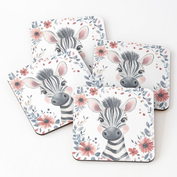 Item preview, super cute closeup zebra portrait with a floristic border designed and sold by Natthiya Minimal.