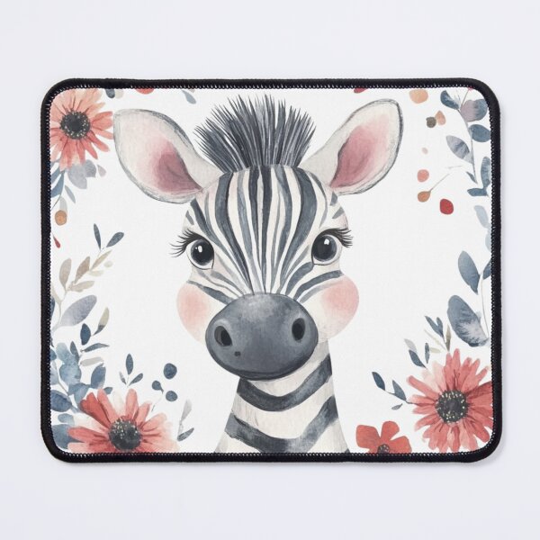 Item preview, super cute closeup zebra portrait with a floristic border designed and sold by Natthiya Minimal.