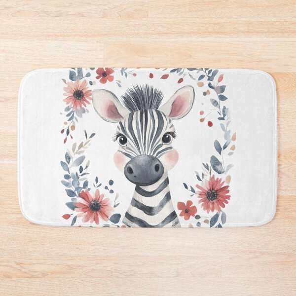 Item preview, super cute closeup zebra portrait with a floristic border designed and sold by Natthiya Minimal.