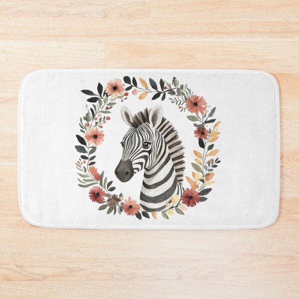 Item preview, super cute closeup zebra portrait with a floristic border designed and sold by Natthiya Minimal.
