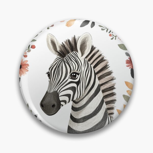 Item preview, super cute closeup zebra portrait with a floristic border designed and sold by Natthiya Minimal.