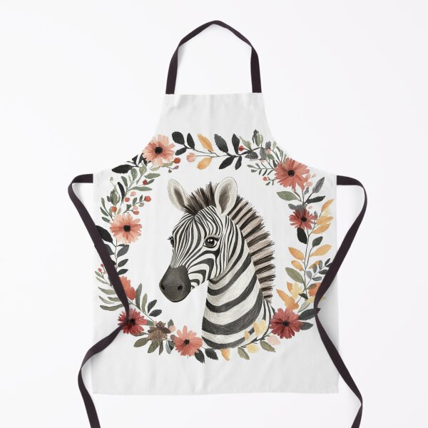 Item preview, super cute closeup zebra portrait with a floristic border designed and sold by Natthiya Minimal.