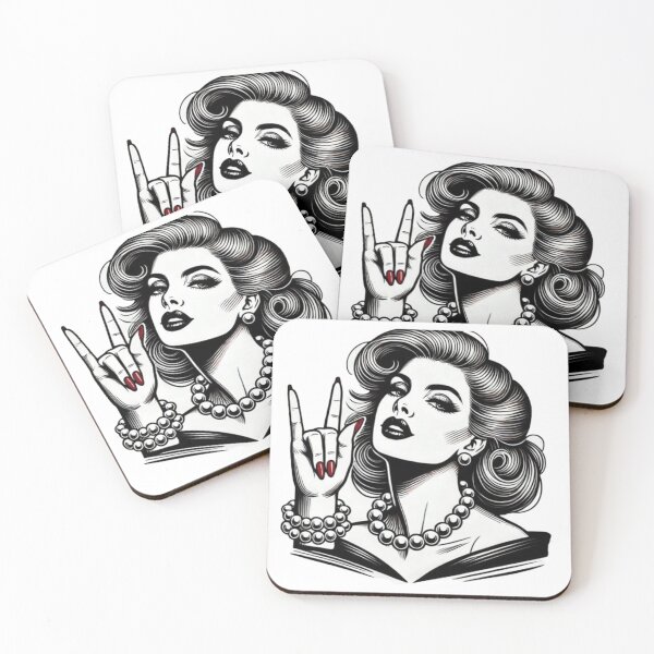 Item preview, Woman Graphic in Black & White & Red Rock On designed and sold by All4ROCK.