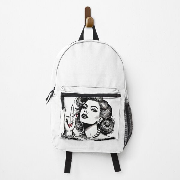 Item preview, Woman Graphic in Black & White & Red Rock On designed and sold by All4ROCK.