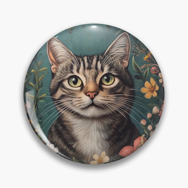 Item preview, super cute cat  portrait with a floristic designed and sold by Natthiya Minimal.