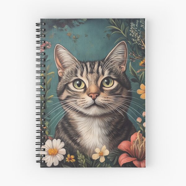 Item preview, super cute cat  portrait with a floristic designed and sold by Natthiya Minimal.