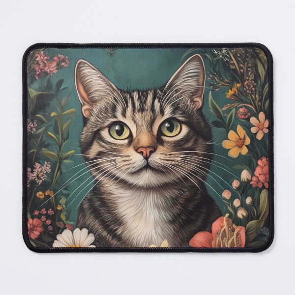 Item preview, super cute cat portrait with a floristic designed and sold by Natthiya Minimal.