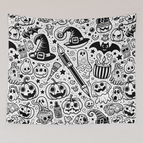 Item preview, Spooky Halloween Doodle Art designed and sold by Thai Vibe Studio.
