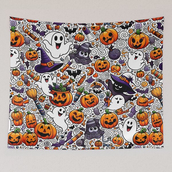 Item preview, Hand-Drawn Halloween Doodle Pattern designed and sold by Thai Vibe Studio.