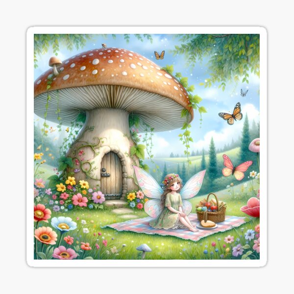 Item preview, Fairy Picnic - Enchanted Mushroom Meadow designed and sold by Venta Mix  JellycientArt.