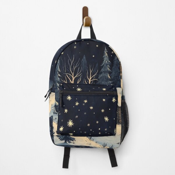 Item preview, Cozy Winter Cabin in Snowy Forest with Twinkling Stars designed and sold by ThaiArtShop.
