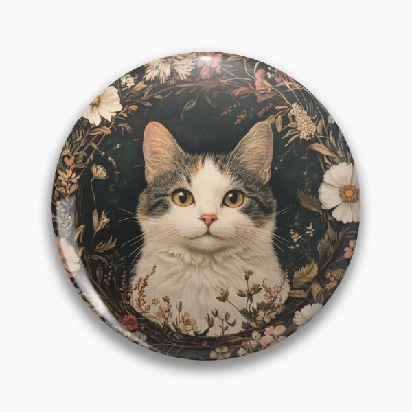 Item preview, super cute cat portrait with a floristic exquisite designed and sold by Natthiya Minimal.