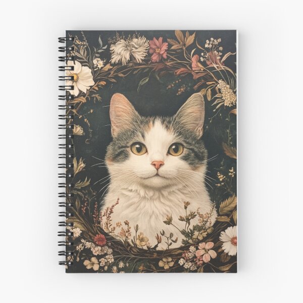 Item preview, super cute cat portrait with a floristic exquisite designed and sold by Natthiya Minimal.
