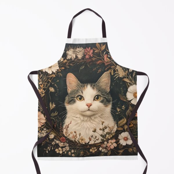Item preview, super cute cat portrait with a floristic exquisite designed and sold by Natthiya Minimal.