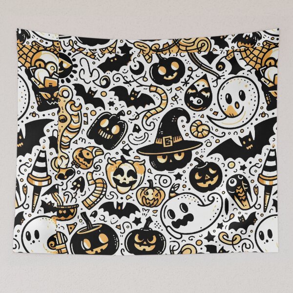 Item preview, Hand-Drawn Halloween Pattern Art designed and sold by Thai Vibe Studio.