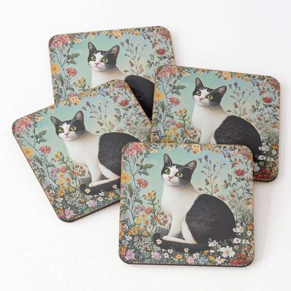 Item preview, super cute cat portrait with a floristic designed and sold by Natthiya Minimal.