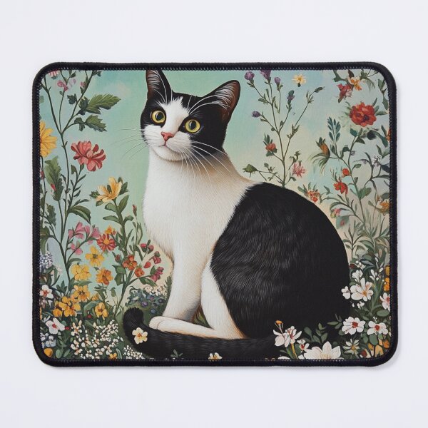 Item preview, super cute cat portrait with a floristic designed and sold by Natthiya Minimal.
