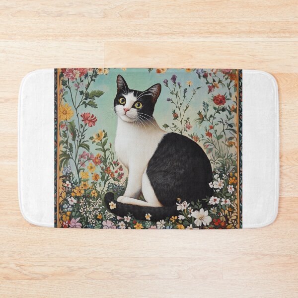 Item preview, super cute cat portrait with a floristic designed and sold by Natthiya Minimal.
