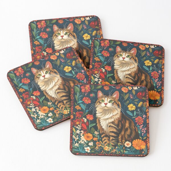 Item preview, super cute cat portrait with a floristic designed and sold by Natthiya Minimal.