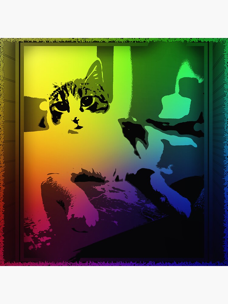 Thumbnail 3 of 3, Sticker, Cat Digital Art designed and sold by sabiland.
