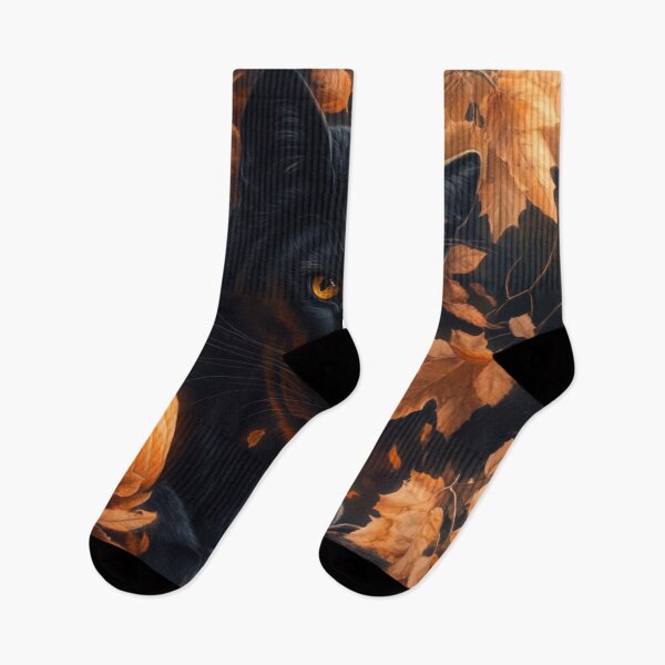 Item preview, Black Panther Amidst Autumn Leaves and Pumpkins designed and sold by SunsetTH.