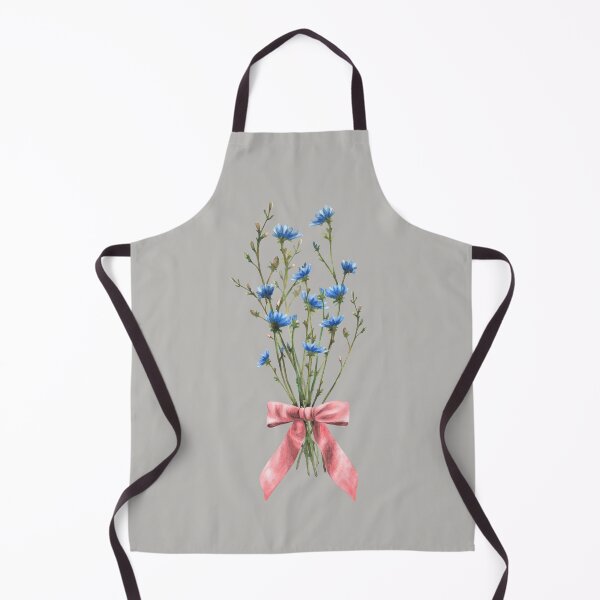 Item preview, Wildflower with red bow. Field blue chicory flowers and herbs. Watercolor bouquet designed and sold by BartolArt.