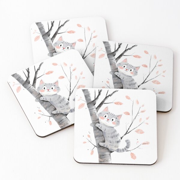 Item preview, super cute cat on a tree designed and sold by Natthiya Minimal.
