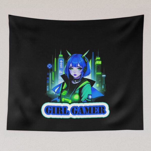 Item preview, Girl Gamer with Girl Gamer Words - Blue Hair designed and sold by Beachy.